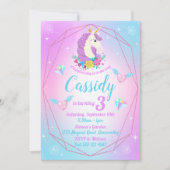 Unicorn Birthday Magischer Glitzer Regenbogen Einladung (Vorderseite)