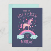 Unicorn Birthday Mitteilungskarte (Vorne/Hinten)
