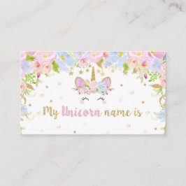 Unicorn Birthday My Unicorn Name Party Game Begleitkarte