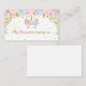 Unicorn Birthday My Unicorn Name Party Game Begleitkarte (Vorne/Hinten)