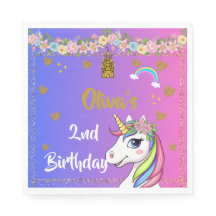 Unicorn Birthday Napkins | Rainbow Unicorn-Party
