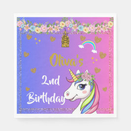 Unicorn Birthday Napkins | Rainbow Unicorn-Party Serviette