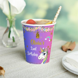 Unicorn Birthday Paper Cups |Rainbow Unicorn-Party Pappbecher