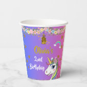 Unicorn Birthday Paper Cups |Rainbow Unicorn-Party Pappbecher (Rückseite)