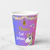 Unicorn Birthday Paper Cups |Rainbow Unicorn-Party Pappbecher (Vorderseite)