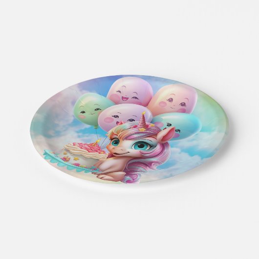 Unicorn Birthday Pappteller (Schrägansicht)