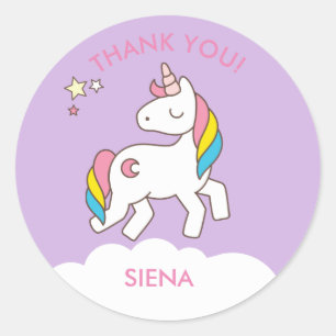 Unicorn Birthday Party Danke Runder Aufkleber