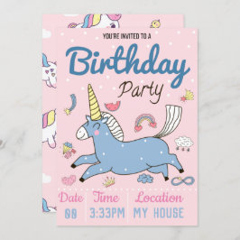 Unicorn Birthday Party Einladung