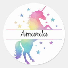 Unicorn Birthday Party Favor Name Sticker