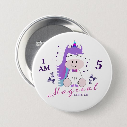 Unicorn Birthday Party gibt Button-Button-Abzeiche Button (Vorne & Hinten)