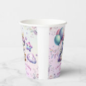 Unicorn Birthday Party Girl Lila & Gold Paper Pappbecher (Rechts)