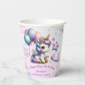 Unicorn Birthday Party Girl Lila & Gold Paper Pappbecher (Vorderseite)