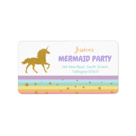 Unicorn Birthday Party Gold Glitzer Address Labels Adressaufkleber