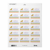 Unicorn Birthday Party Gold Glitzer Address Labels Adressaufkleber (Vorne)
