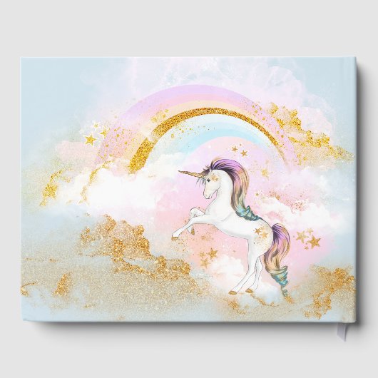 Unicorn Birthday Party Guest Book Gästebuch (Rückseite)