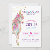 Unicorn Birthday Party Invitation Einladung (Vorderseite)