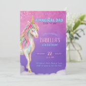 Unicorn Birthday Party Invitation Einladung (Stehend Vorderseite)