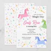 Unicorn Birthday Party Invitation Einladung (Vorne/Hinten)