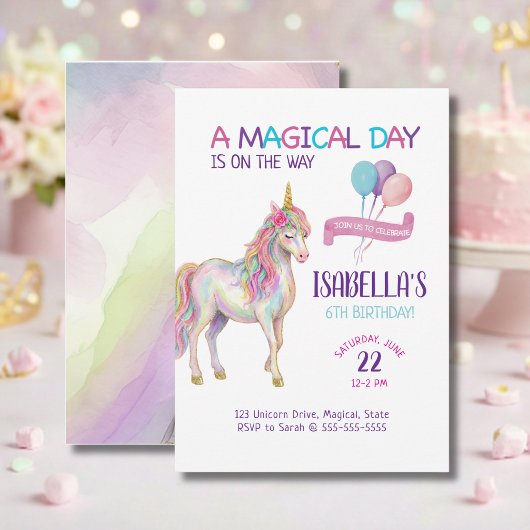 Unicorn Birthday Party Invitation Einladung