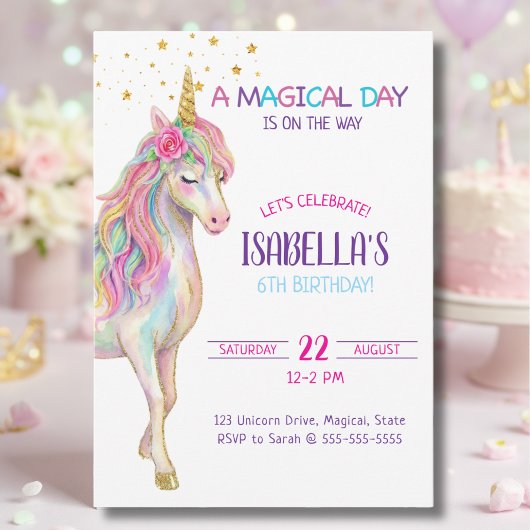 Unicorn Birthday Party Invitation Einladung