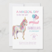 Unicorn Birthday Party Invitation Einladung (Vorderseite)