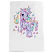 Unicorn Birthday Party Mittlere Geschenktasche Geschenktüte (Rückseite)