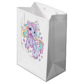 Unicorn Birthday Party Mittlere Geschenktasche Mittlere Geschenktüte (Rückseite Schrägansicht)