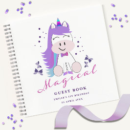 Unicorn Birthday Party Rainbow Colors Gästebuch Notizblock