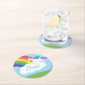 Unicorn Birthday Party Runder Pappuntersetzer (Vor Ort)