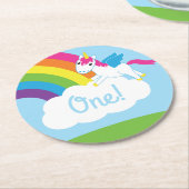 Unicorn Birthday Party Runder Pappuntersetzer (Angewinkelt)