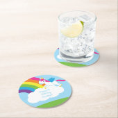 Unicorn Birthday Party Runder Pappuntersetzer (Vor Ort)