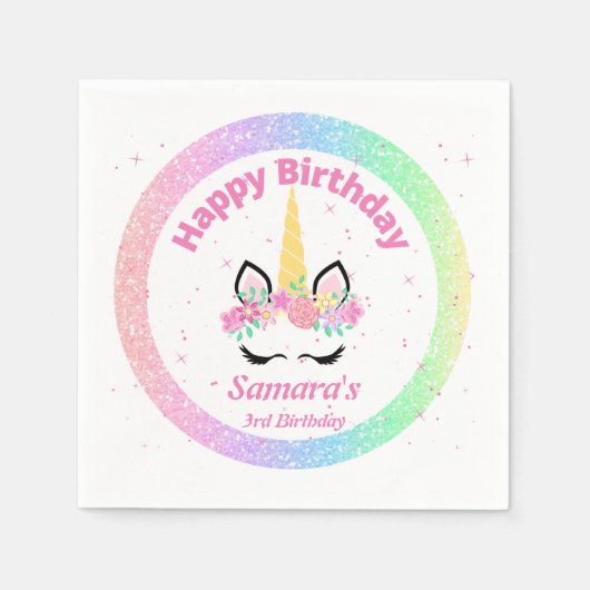 Unicorn Birthday Party Serviette (Vorderseite)
