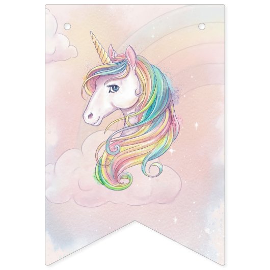Unicorn Birthday Party Wimpelkette (Erste Fahne)