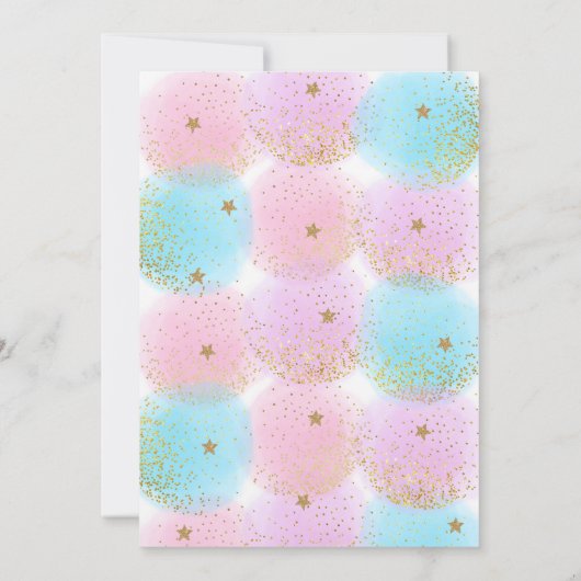 Unicorn Birthday Pink Gold Rainbow Einladung (Rückseite)