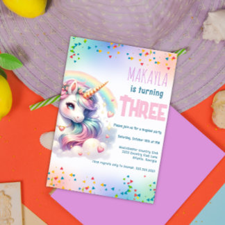 Unicorn Birthday Rainbow kids Party Anpassbar Einladung