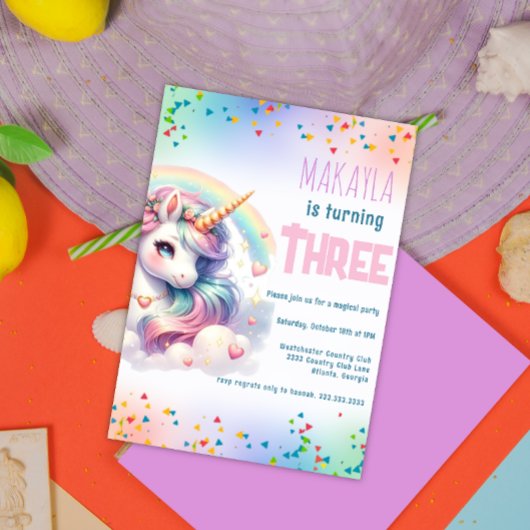 Unicorn Birthday Rainbow kids Party Anpassbar Einladung