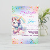 Unicorn Birthday Rainbow Party individuell anpassb Einladung (Stehend Vorderseite)