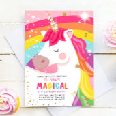 Unicorn Birthday Rainbow Party Magical Girl Pink Einladung