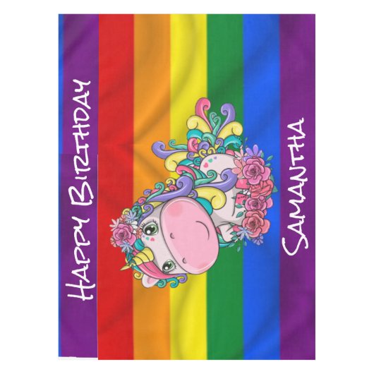 Unicorn Birthday Rainbow Tablecloth Tischdecke (Vorderseite)