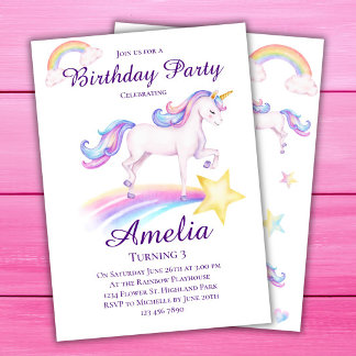 Unicorn Birthday Rainbow Unicorn Geburtstagsparty Einladung