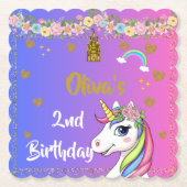 Unicorn Birthday | Rainbow Unicorn-Party Untersetzer (Vorderseite)