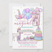 Unicorn Birthday Slumber Party Einladung (Vorderseite)