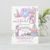 Unicorn Birthday Slumber Party Einladung (Stehend Vorderseite)
