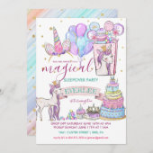 Unicorn Birthday Slumber Party Einladung (Vorne/Hinten)