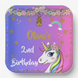 Unicorn Birthday Teller | Rainbow Unicorn-Party
