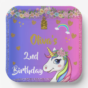 Unicorn Birthday Teller Rainbow Unicorn-Party