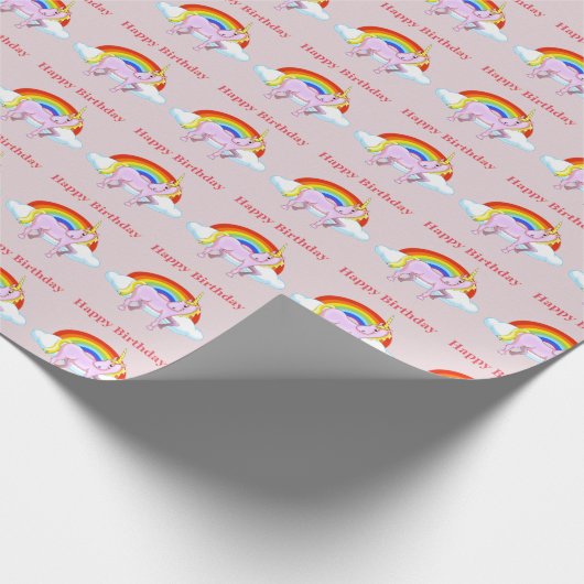Unicorn Birthday Wrapping Paper Geschenkpapier (Ecke)