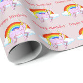 Unicorn Birthday Wrapping Paper Geschenkpapier (Rolleneckpunkt)