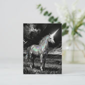 Unicorn Black and White Postkarte (Stehend Vorderseite)