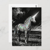 Unicorn Black and White Postkarte (Vorne/Hinten)